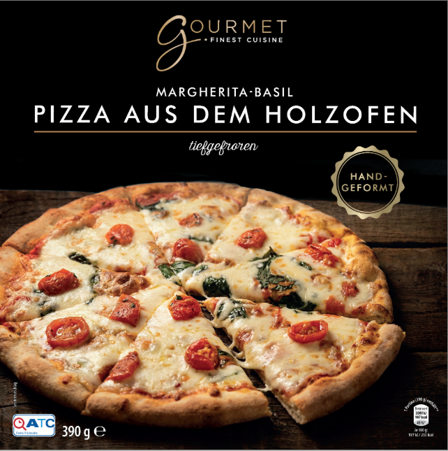 Approved master: finished Gourmet frozen margherita pizza pack design